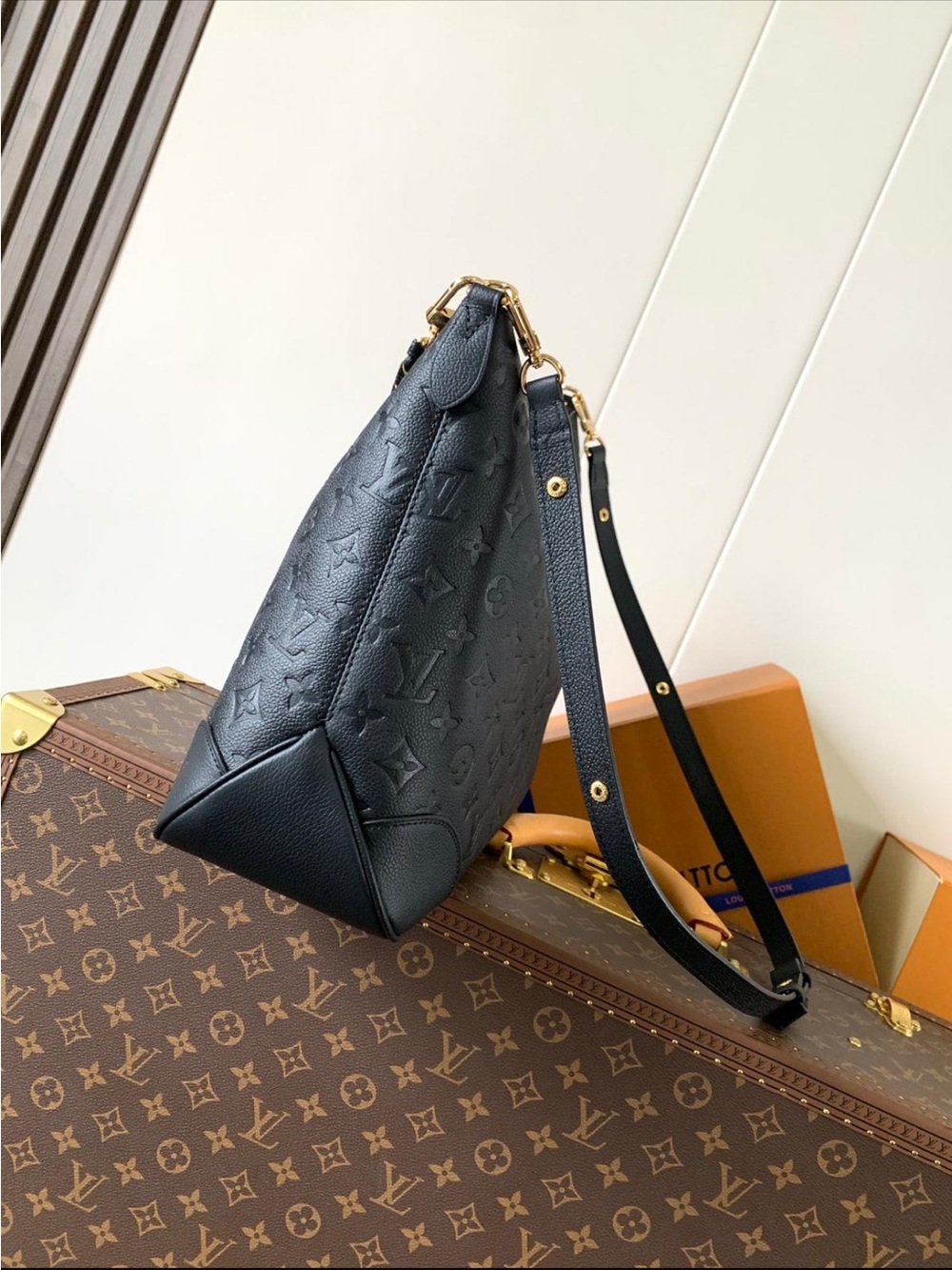 Louis Vuitton Black Monogram Embossed Chain Shoulder Bag - Picture 3 of 7